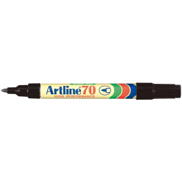 Artline Rotulador Permanente EK-70 Negro Punta Redonda 1.5 mm para Papel, Metal y Cristal