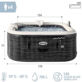 Jacuzzi purespa burbujas greystone deluxe para 4 personas 795 litros 211x211x71 cm Jacuzzi purespa burbujas greystone deluxe para 4 personas 795 litros 211x211x71 cm