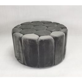 DKD Home Decor Reposapies Scandi Gris 85x85x48 cm | Puff Diseño Nórdico con Altura de Asiento 48 cm en Poliéster y MDF