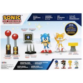 JAKKS PACIFIC Diorama Sonic The Hedgehog Figuras 6cm - Recrea batallas épicas con Sonic, Tails, Knuckles, Amy y Dr. Eggman