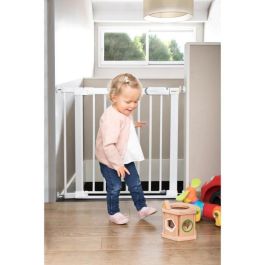 Safety 1st Barrera de Seguridad para Niños Flat Step de Presión Ultra Delgada, de Metal Blanco con Indicador SecurTech y Fácil Instalación