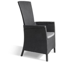 VERMONT Sillón multiposición en resina tejida de ratán - Gris VERMONT Sillón multiposición en resina tejida de ratán - Gris