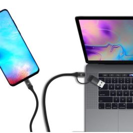 Ewent Cable USB Tipo C 2 en 1 EW9918 - USB-C a USB-C/USB-A, Carga Rápida 60W, 1m