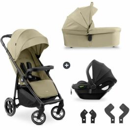 Hauck HAU1731474359829 - Set de viaje 3 en 1 Shop N Care Trio: Cochecito, Capazo, Silla de auto y Adaptadores - Verde oliva