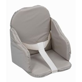Tineo Cojín de Silla para Bebé PVC Gris con Correas, Acolchado, Fácil de Limpiar, para Silla Alta o de Madera, Fabricación Francesa