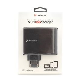 Phoenix Technologies Cargador de Pared 4 Puertos USB 6.8A, Carga Rápida para Smartphones y Tabletas Phoenix Technologies Cargador de Pared 4 Puertos USB 6.8A, Carga Rápida para Smartphones y Tabletas