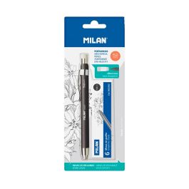 Milan Portaminas profesional 5.2mm con afilaminas y 6 minas recambio - Negro / cromo