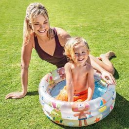 Intex Piscina Hinchable 3 Aros Animales con Suelo Hinchable para Niños 1-3 Años (61x22 cm, 28 Litros)