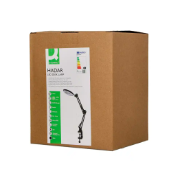 Q-connect Lampara Escritorio Hadar LED 8W 380lm Aluminio con Pinza Lupa Brazo Doble Color Negro