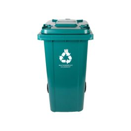 Papelera Contenedor Q-Connect Plastico Con Tapadera Y Ruedas 240 Litros Verde 1040x620x610 mm