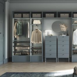 Emuca Kit de cajón de alambre y bastidor regulable Quartz para armarios, guías de cierre suave y extracción total, Módulo 90cm, Acabado Titanio