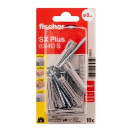 Fischer SX Plus SK NV Tacos de Nylon con Tornillos Ø8x40mm / Ø5x55mm Blister 10 uds. Fijación Universal Interior/Exterior