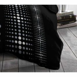 Home Linge Passion STEEVY Funda Nórdica Microfibra 220x240cm + 2 Fundas Almohada 63x63cm Cama Doble Cremallera Negro/Gris