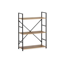 Confortime Estanteria 3 Niveles Metal-Madera Negra 85 cm Ancho x 25 cm Largo x 7 cm Alto