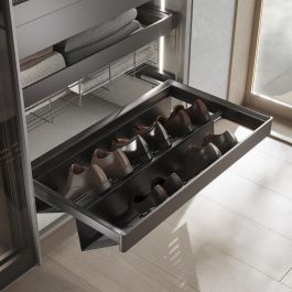 Emuca Kit de cajón zapatero extraíble para armarios Quartz, regulable, módulo 900mm, Acero, aluminio y plástico, Titanio