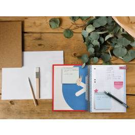 Antartik Cuaderno espiral micro A5 120 hojas cuadro 5mm 90gr tapa forrada 5 bandas color rojo