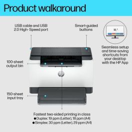 HP M209d Impresora Láser Monocromo con Impresión Dúplex Rápida, Diseño Compacto, Alto Rendimiento y Configuración Sencilla con App HP