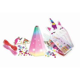 Clementoni 8005125187928 Caja creativa Unicornio - Crea tus pulseras de pedrería de colores con dijes y pompones