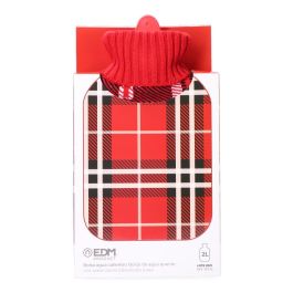 Edm Bolsa de agua caliente 2 l modelo clásico escocés rojo con funda de lana