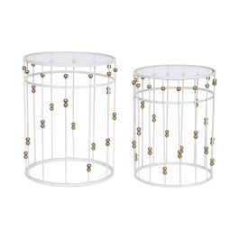 DKD Home Decor Mesita Auxiliar Glam Blanco Dorado 42 x 55 x 42 cm Set de 2 Precio: 115.49999945. SKU: B1FXMTZGX2