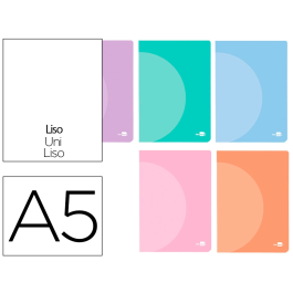 Liderpapel Libreta A5 48 hojas 90gr Tapa Plástico 360° Liso Colores Pastel Surtidos Precio: 1.98999988. SKU: B13X595ZDL