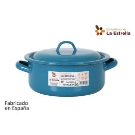 Cacerola Esmaltada con Tapa 20 cm Turquesa - La Estrella (6 Unidades)