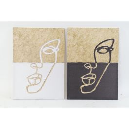 DKD Home Decor Cuadro Moderno para Decoración de Pared, Diseño Cara, Dorado Negro Blanco, 70x50 cm, Lienzo y Pino (Pack 2 Unidades) Precio: 9.34362. SKU: B149C25ZFM