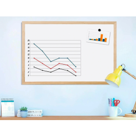 Q-connect Pizarra Blanca Melamina Marco Madera 60x40 cm