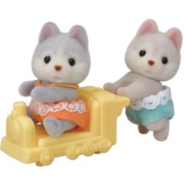 Sylvanian Families - Gemelos Husky con 1 vagón - Figuras coleccionables