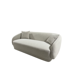 DKD Home Decor Sofá Escandinavo Blanco de Poliéster con Bucle y Madera. Dimensiones: 196 Ancho x 94.5 Profundidad x 71 Alto cm.