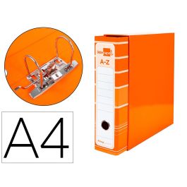 Archivador De Palanca Liderpap El A4 Filing System Forrado Sin Rado Lomo 80 mm Naranja Con Caja Y Compresor Metalico