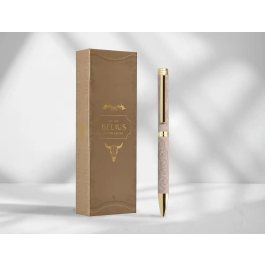 Belius Wild West Bolígrafo Aluminio Beige Dorado, Tinta Azul, Caja de Diseño