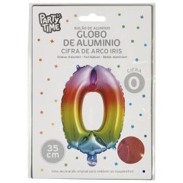 Globo Cifra 0 Arco Iri Party Time altura 35 cm 