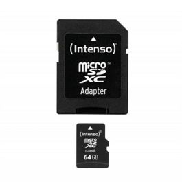 Intenso 3413490 Tarjeta de Memoria Micro SD 64GB Clase 10 con Adaptador - Velocidad Lectura 20MB/s, Escritura 12MB/s