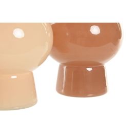 DKD Home Decor Jarrón Urban de Cristal Crema Terracota, 15 cm Ancho x 24 cm Alto x 15 cm Largo (2 Unidades Surtidas)
