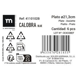 La Mediterranea Plato Postre Calobra Ø21.3 cm Azul (24 Unidades)