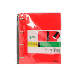Liderpapel Carpeta 4 Anillas Redondas 25 mm Polipropileno DIN A4 Ultra Compacta Lomo Extensible 4 cm Rojo