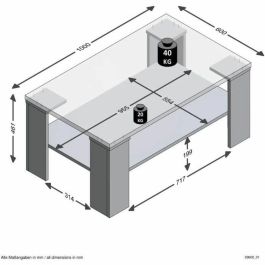 FMD 4029494125491 Mesa de centro Decoración Matera y Roble Artesanal Largo 100 x Alto 46 x Profundidad 60 cm Fabricada en Alemania