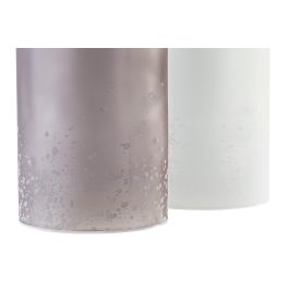 DKD Home Decor Decoración Luminosa Navidad Moderna, Bote de Cristal con LED, Blanco Marrón, 11x11x25 cm, Pack de 2, Funciona con Pilas AA