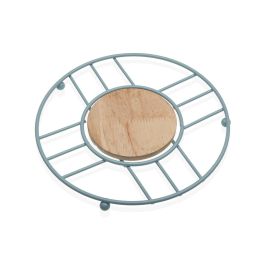 Salvamantel Azul VERSA 20x20 cm - Hierro, Madera, Madera de caucho (2 Unidades)