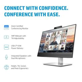 HP E24m G4 Monitor de Conferencia USB-C FHD, Webcam 5MP Inclinable, Micrófonos Duales, Altavoces, Certificado Zoom, Carga 65W