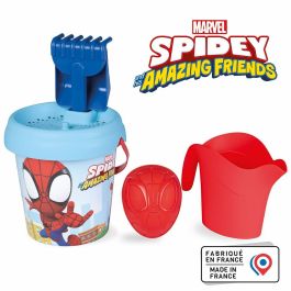 Smoby SMO862194 Regadera Infantil Spidey y Cubo de Playa con Accesorios Juego Garni para Niños Fanáticos del Hombre Araña y Aventuras al Aire Libre