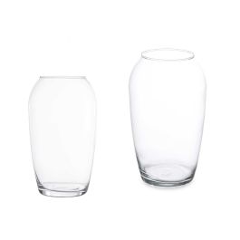 Jarrón de Cristal Abombado Pequeño Giftdecor 12x20x12 cm - Transparente (6 Unidades) Precio: 19.49999942. SKU: B19JCXQ65H