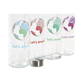 DKD Home Decor Botella Rojo Azul 7 x 24 x 7 cm (12 Unidades) Cristal 600 ml Apto Microondas y Lavavajillas