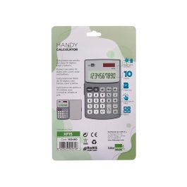 Calculadora Liderpapel Bolsillo Xf15 10 Digitos Con Tapa Solar Y Pilas Color Gris 123x75x12 mm