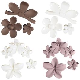 Cosmetic Club Juego de 3 Pinzas para el Pelo Surtidas: Flor Botón Crema/Marrón, Hibiscus Crema/Rosa Palo