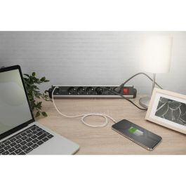 Digitus Regleta 6 Tomas con 2 USB-A, 1 USB-C y Interruptor - Negro/Plateado