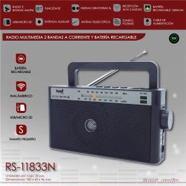 SAMI Radio Multimedia AC/DC, Alimentación por Batería, 2 Bandas, Negro