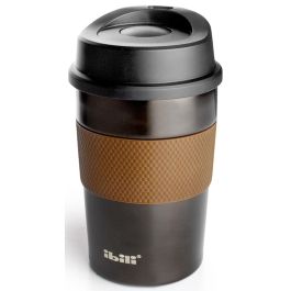 Ibili Vaso Térmico Doble Pared Luxe Café 360 ml - Apertura Rosca Hermética, Grip Ergonómico, Libre de BPA