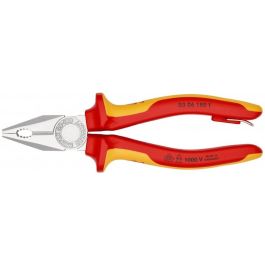 Knipex Alicate Diagonal de Corte 03 06 180 T, Ergonómico, Cromo/Metal, Mango Rojo/Amarillo, 180mm